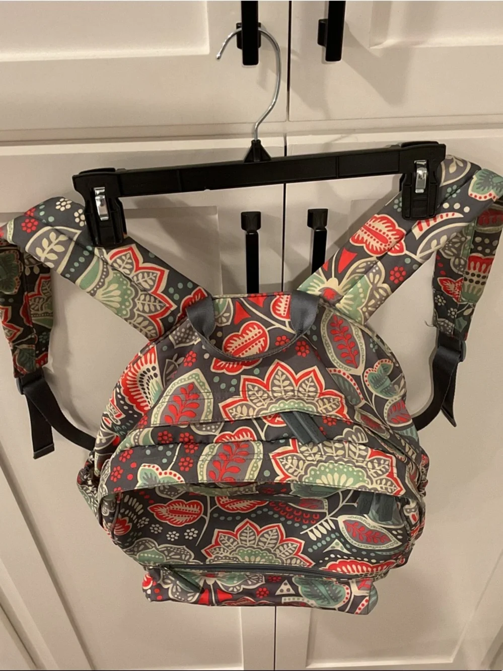 Vera Bradley Floral Backpack in Gray, Red, Green
